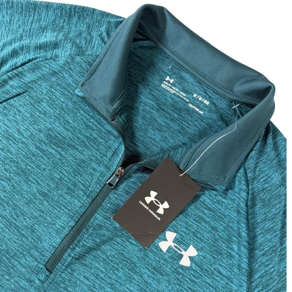 Under Armour HeatGear Tech 1/4 Zip Pullover Polyester Teal Mens M